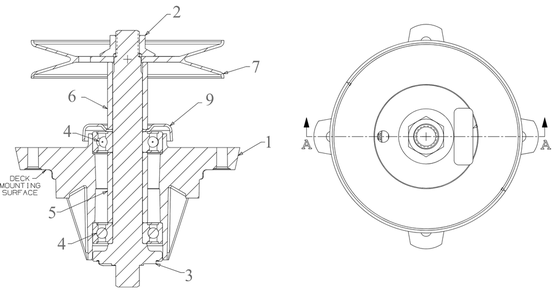 Spindle Diagram and Parts List for ZT1-50KH (17CLA10)(2022) Cub Cadet Lawn Tractor